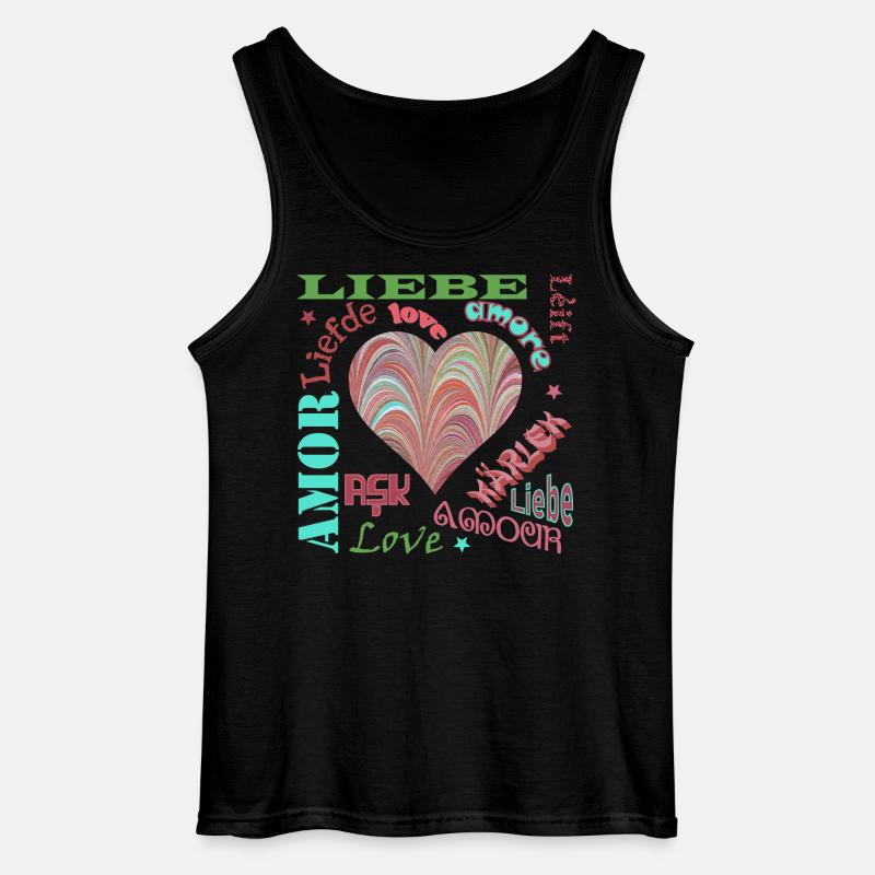 Love Multilingual E 106 - Gildan Men’s Tank Top - black