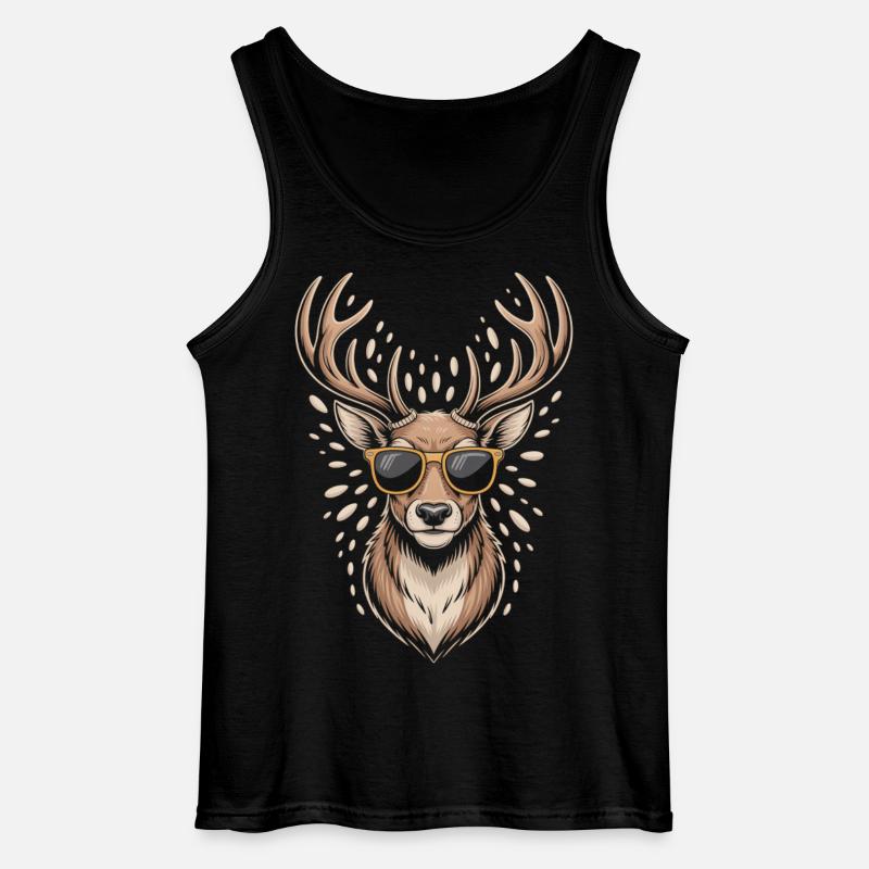 Hirsch mit Geweih und Sonnenbrille - Gildan Männer Tank Top - Schwarz