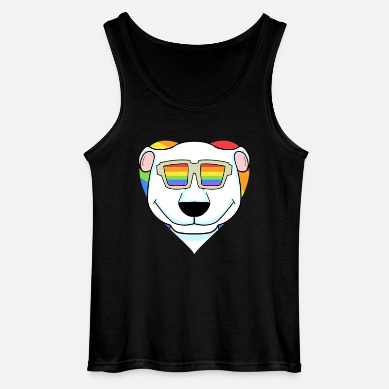 LGBT Tier Eisbär Regenbogen Herz - Gildan Männer Tank Top - Schwarz