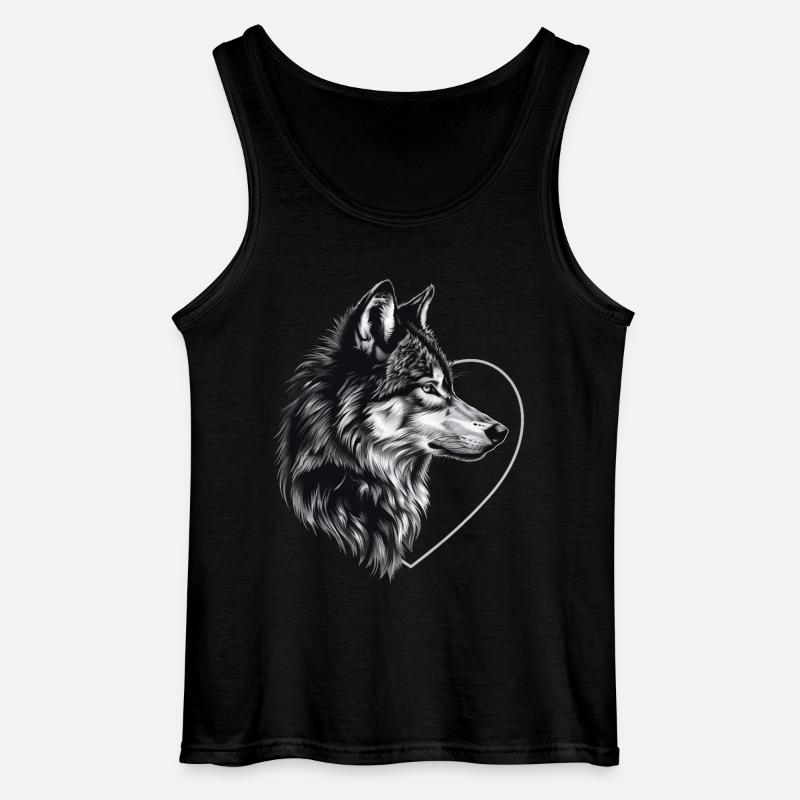 Wolf - Gildan Männer Tank Top - Schwarz