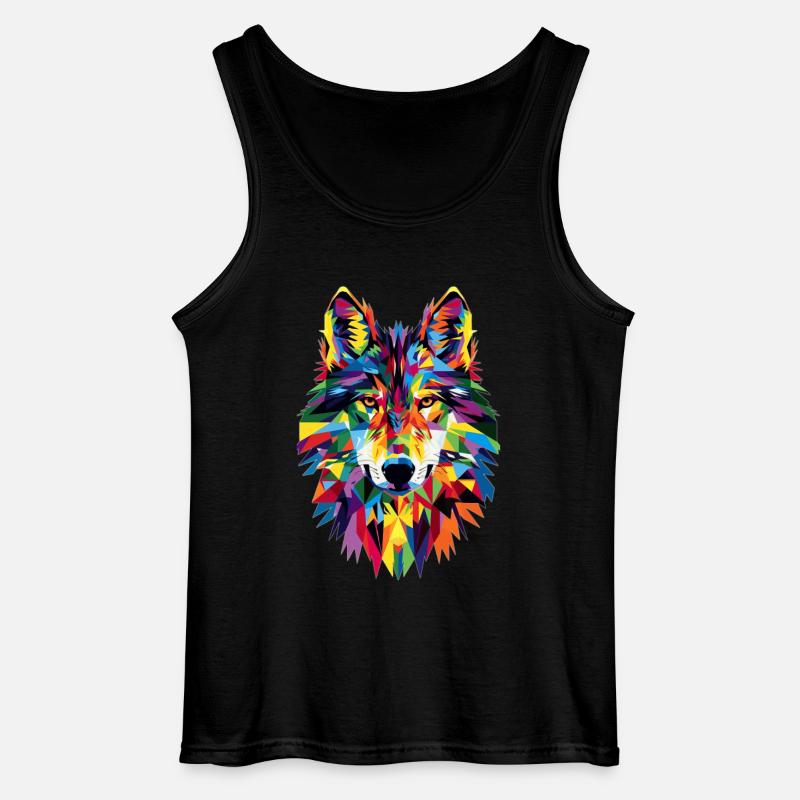 Wolf - Gildan Männer Tank Top - Schwarz