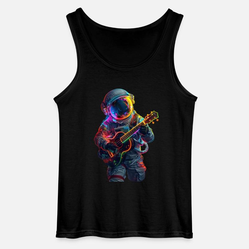 Astronauten Ukulele - Gildan Männer Tank Top - Schwarz
