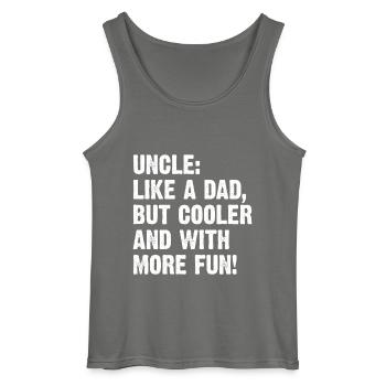 Oncle comme un papa mais plus cool et avec plus de plaisir ! - Débardeur Gildan Homme - charbon - Devant - AI Model Male 185 dark (185cm)