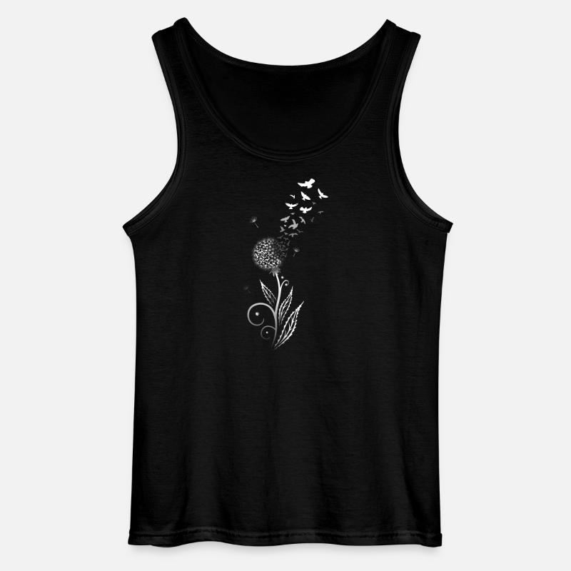 Löwenzahn. Pusteblume mit Vogelschwarm. - Gildan Männer Tank Top - Schwarz
