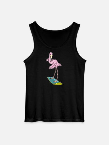 Flamingo Surfing Surfboard Summer - Gildan Men’s Tank Top - black