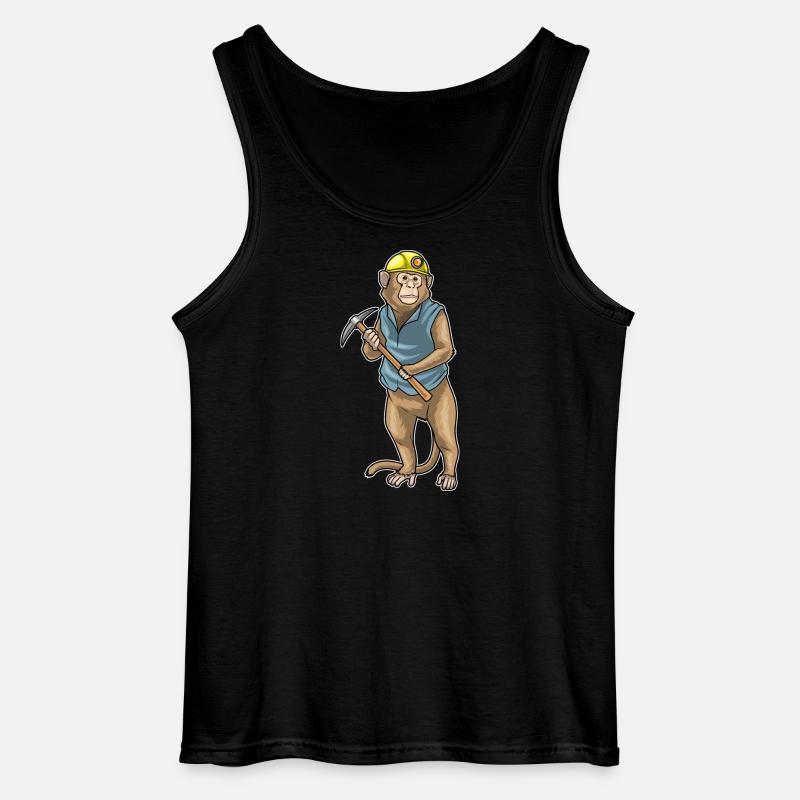 Affe Bergarbeiter Spitzhacke Bergbau - Gildan Männer Tank Top - Schwarz