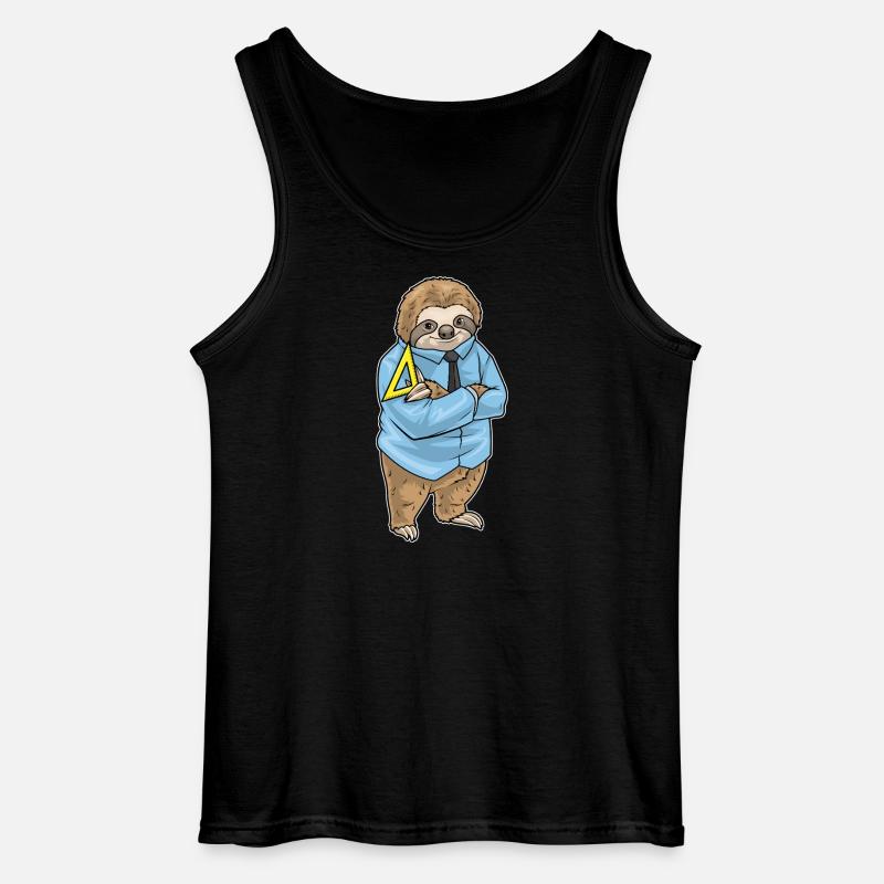 Sloth Math Teacher Triangle - Gildan Men’s Tank Top - black