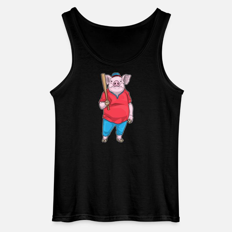 Schwein Baseball Baseballschläger - Gildan Männer Tank Top - Schwarz