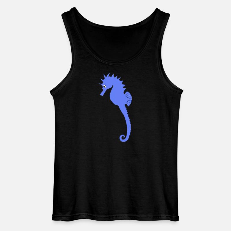 Verspieltes blaues Seepferdchen-Kunstdruck - Gildan Männer Tank Top - Schwarz