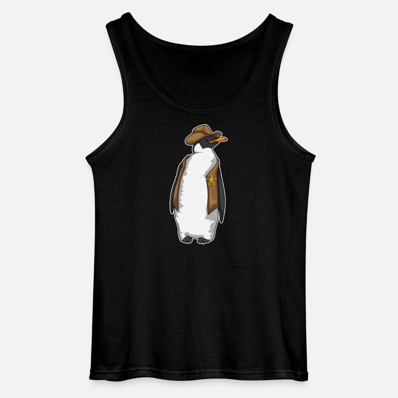 Pinguin Sheriff - Gildan Männer Tank Top - Schwarz