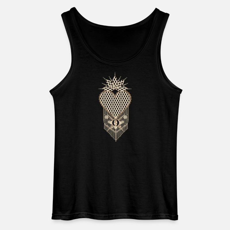 Macramé heart with filigree knot patterns - Gildan Men’s Tank Top - black