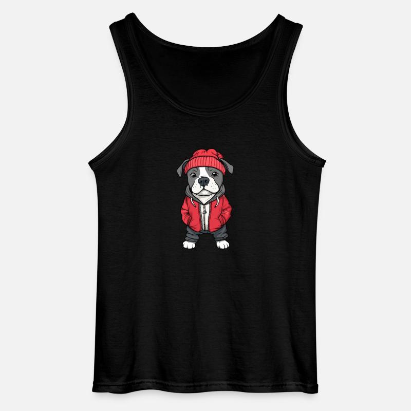 Pit Terrier Hund Cartoon - Gildan Männer Tank Top - Schwarz