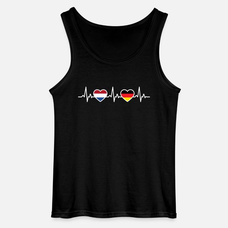 Netherlands Germany Heartbeat Dutch - Gildan Men’s Tank Top - black
