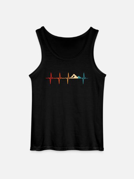 Swimmer Retro Heartbeat Swimming - Gildan Men’s Tank Top - black