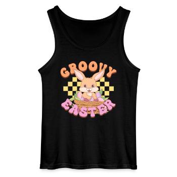 Groovy Easter - Gildan Men’s Tank Top - black - Front - AI Model Male 185 dark (185cm)