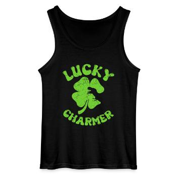 Lucky charmer shamrock for St Patricks day kids - Gildan Men’s Tank Top - black - Front - AI Model Male 185 dark (185cm)