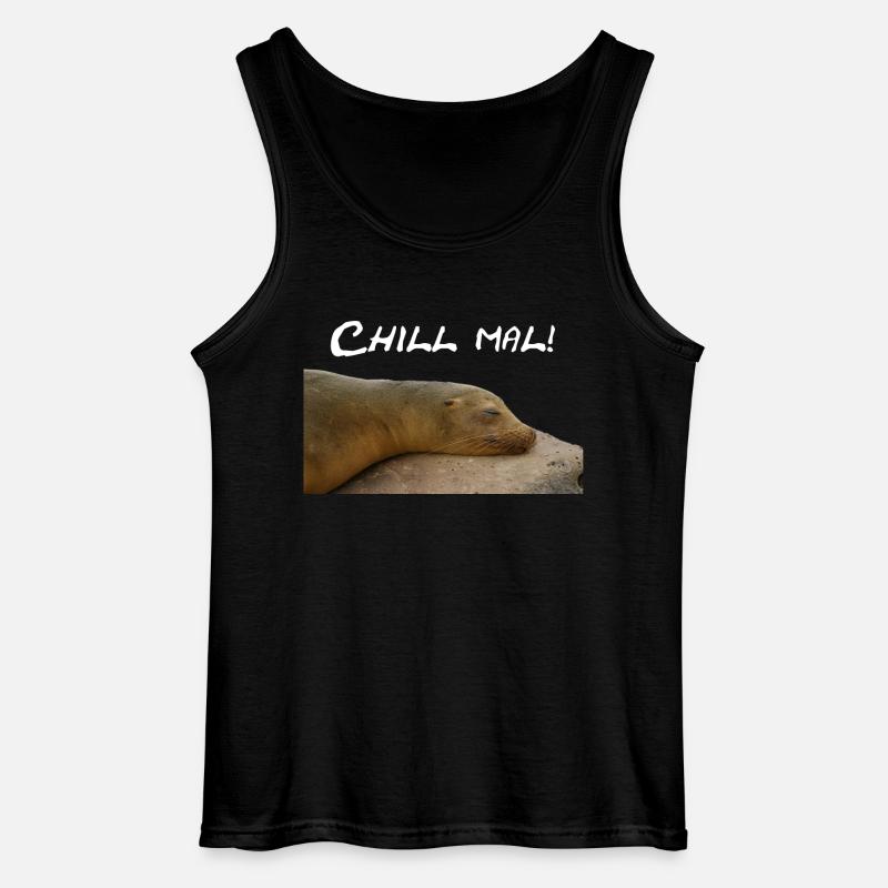 Robbe Chillt auf Stein - Gildan Männer Tank Top - Schwarz
