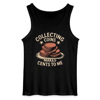 Collecting coins earns me pennies - Gildan Men’s Tank Top - black - Front - AI Model Male 185 dark (185cm)