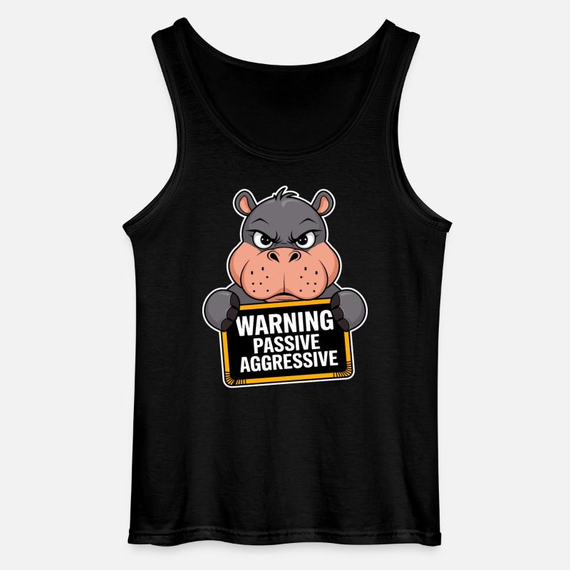 Warnung Passiv Aggressiv Nilpferd - Gildan Männer Tank Top - Schwarz