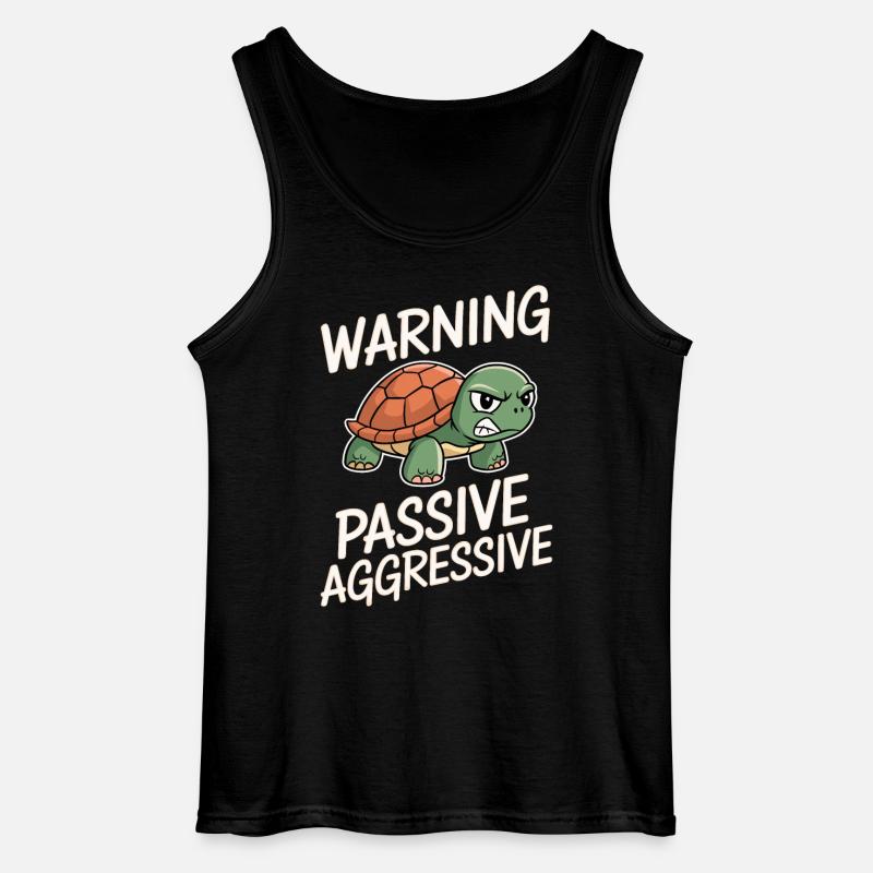 Warning Passive Aggressive Turtle - Gildan Men’s Tank Top - black