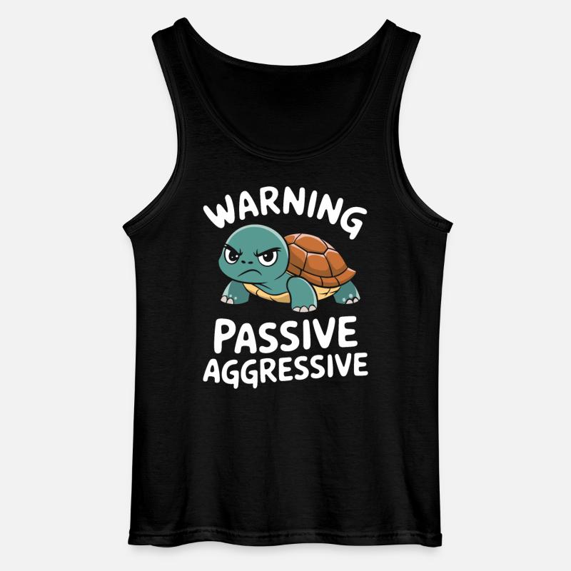 Warning: Passive, Aggressive, Turtle - Gildan Men’s Tank Top - black