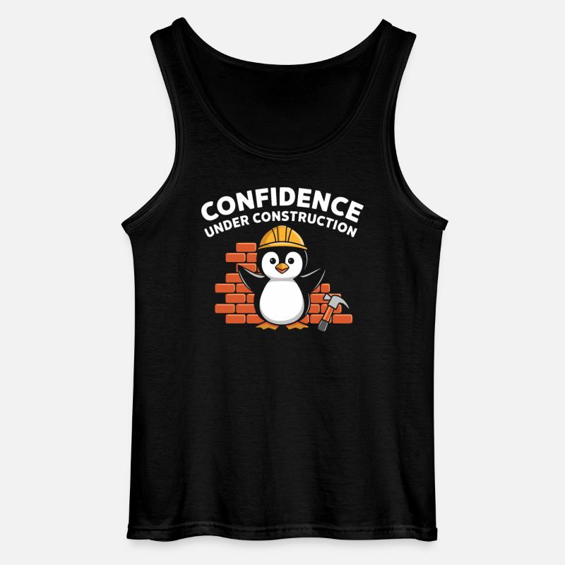 Confidence Under Construction Pinguin Baustelle - Gildan Männer Tank Top - Schwarz