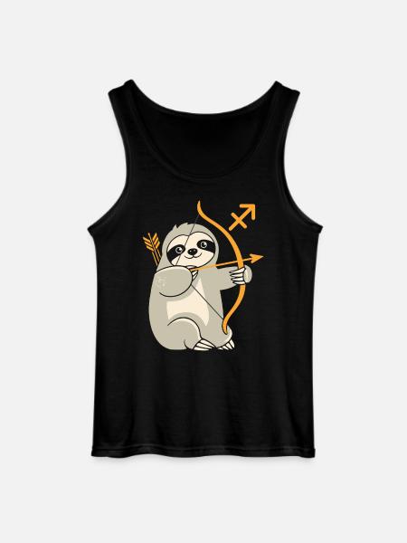 Sagittarius Zodiac Sloth Motif Funny - Gildan Men’s Tank Top - black