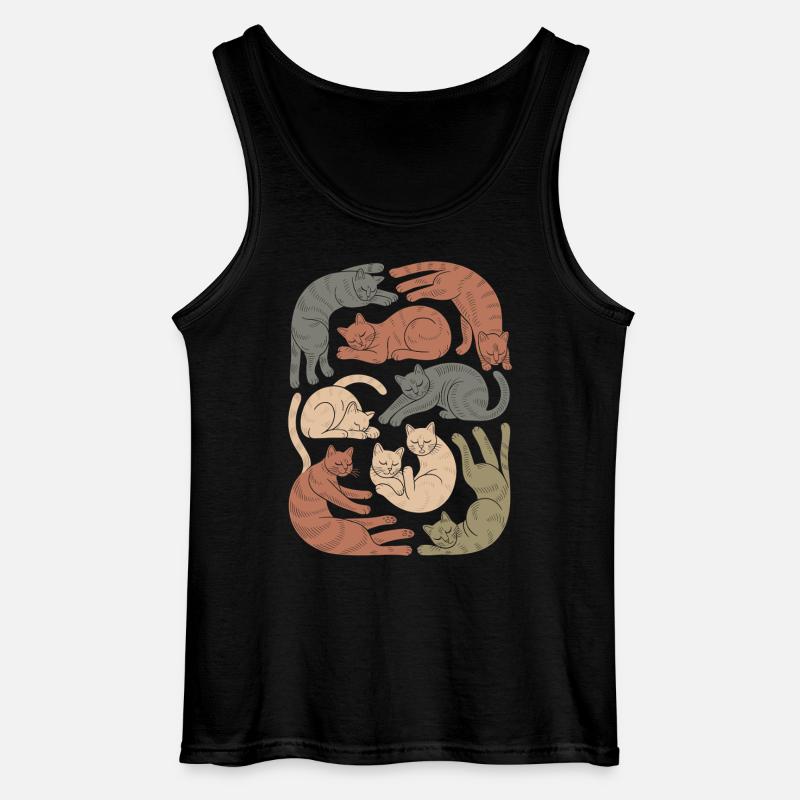 Relaxed Boho Cat Pattern - Gildan Men’s Tank Top - black