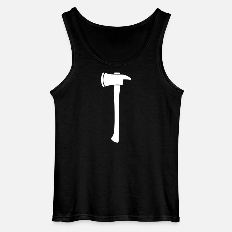 Firefighter Axe Hatchet Silhouette Vector - Gildan Men’s Tank Top - black