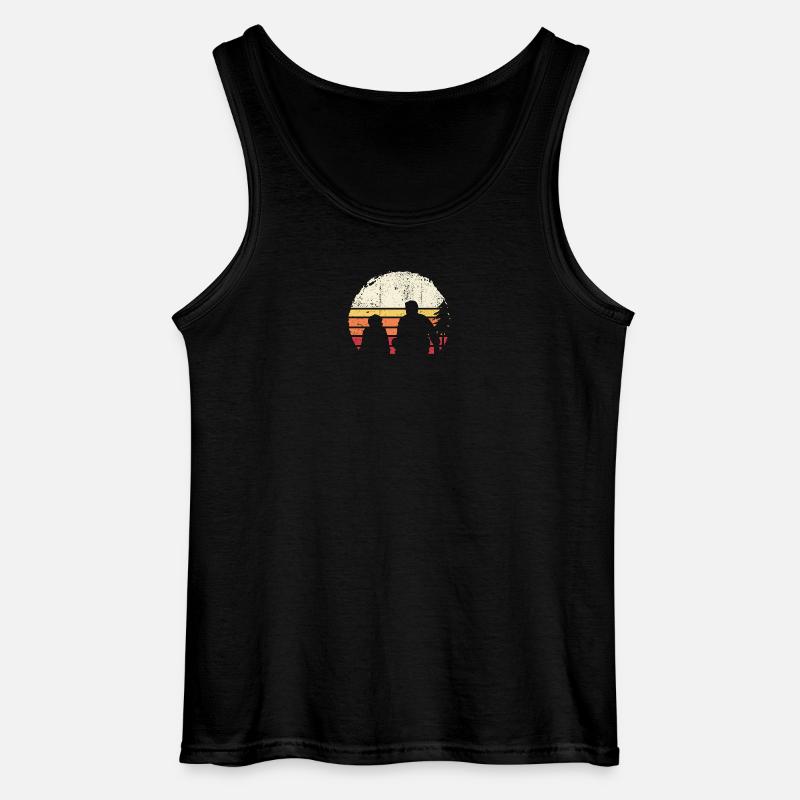 Sunset Silhouette on Beach - Gildan Men’s Tank Top - black