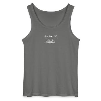 chapter 30 Birthday - Gildan Men’s Tank Top - charcoal grey - Front - AI Model Male 185 dark (185cm)