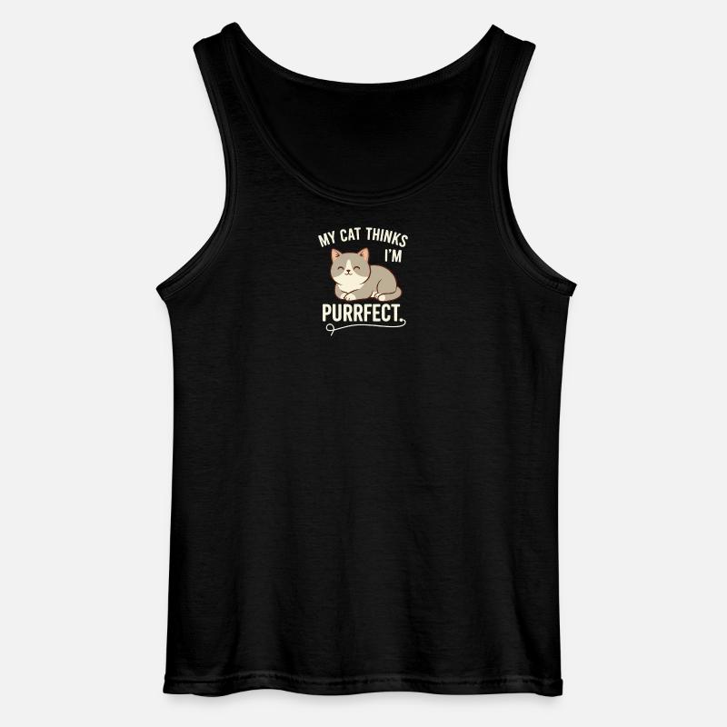 Purrfekte Katze denkt, ich bin purrfekt - Gildan Männer Tank Top - Schwarz