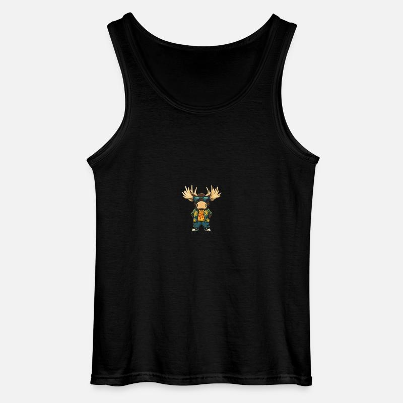 Elch Comic Cool Sommer - Gildan Männer Tank Top - Schwarz