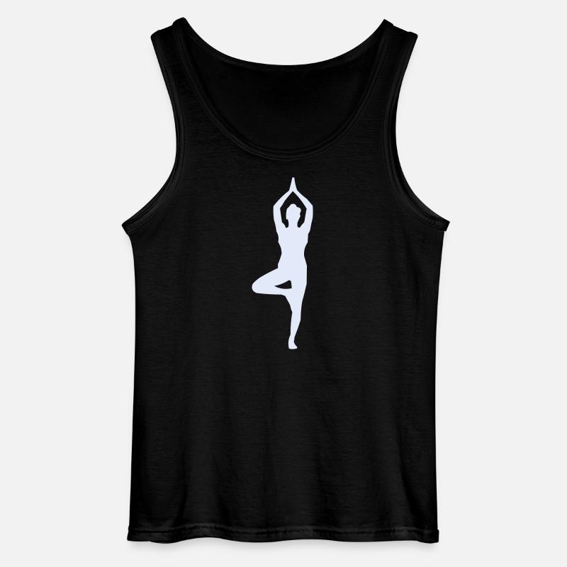 Yogastellung Baum-Pose Silhouette - Gildan Männer Tank Top - Schwarz