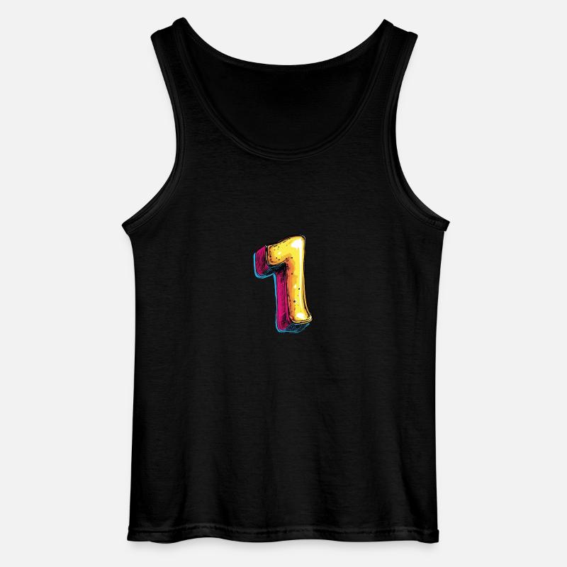1 Zahl Comic - Gildan Männer Tank Top - Schwarz