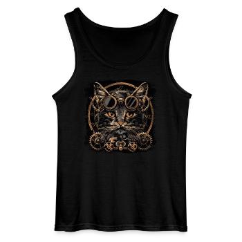 Steampunk Katze - Gildan Männer Tank Top - Schwarz - Vorne - AI Model Male 185 dark (185cm)