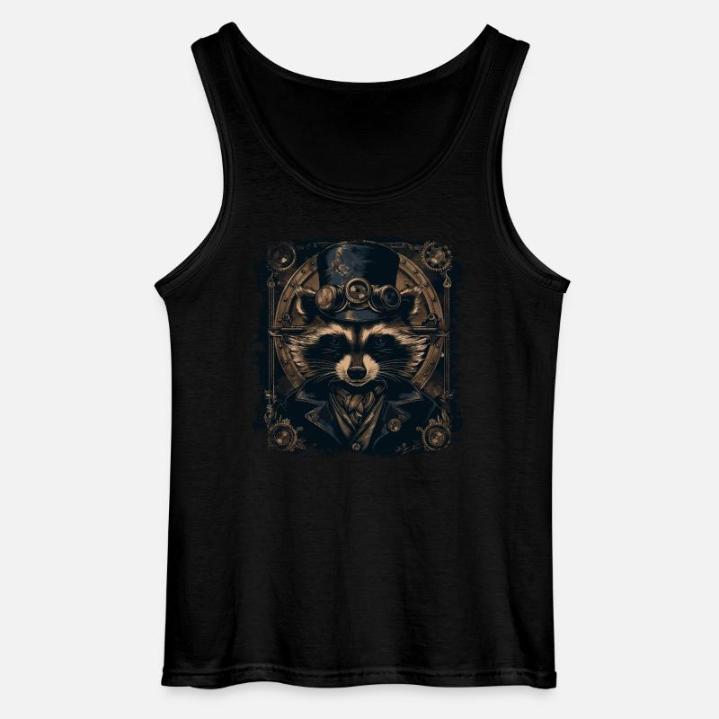 Cooler Steampunk Waschbär - Gildan Männer Tank Top - Schwarz