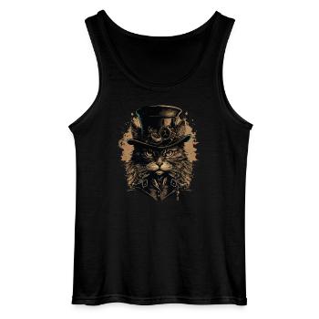 Chat Steampunk - Débardeur Gildan Homme - noir - Devant - AI Model Male 185 dark (185cm)