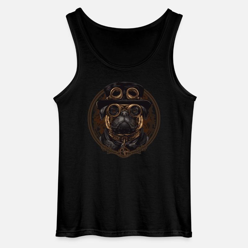 Steampunk Mops Hund - Gildan Männer Tank Top - Schwarz