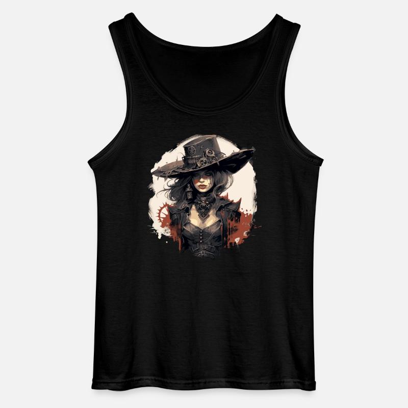 Emo Cowboy Steampunk Mädchen - Gildan Männer Tank Top - Schwarz