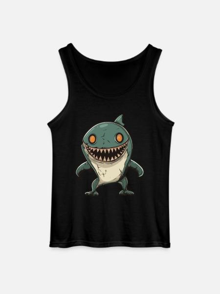 Shark Halloween Funny Zombie - Gildan Men’s Tank Top - black