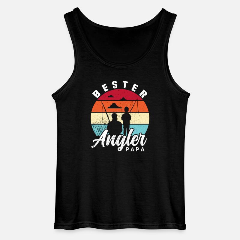 Bester Angler Papa - Gildan Männer Tank Top - Schwarz