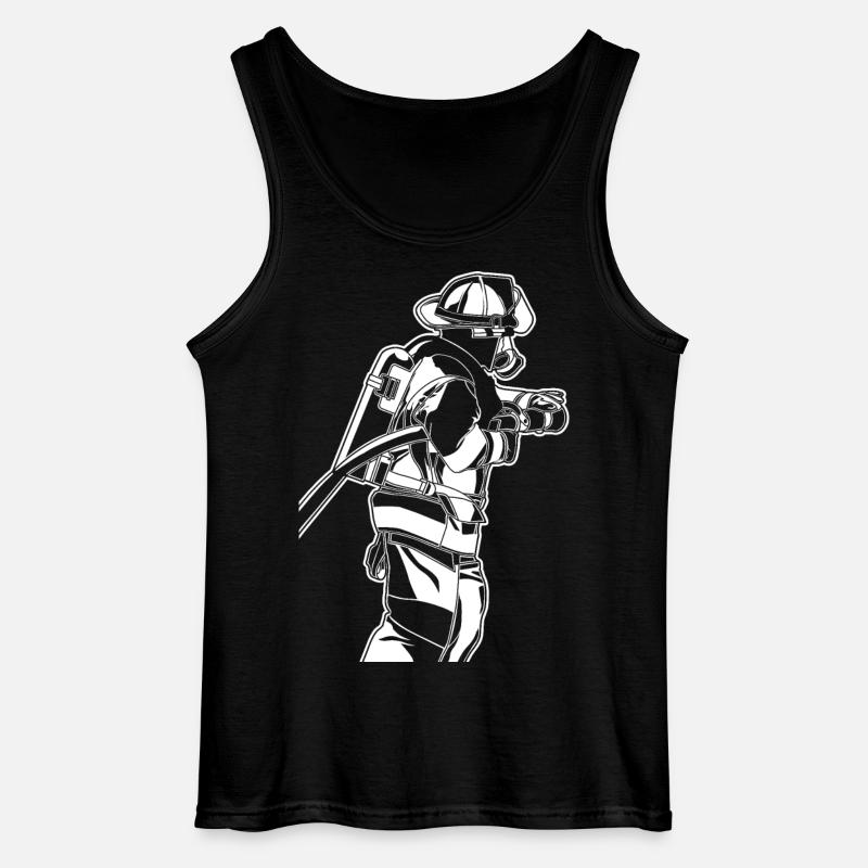 Feuerwehrmann Skizze - Gildan Männer Tank Top - Schwarz