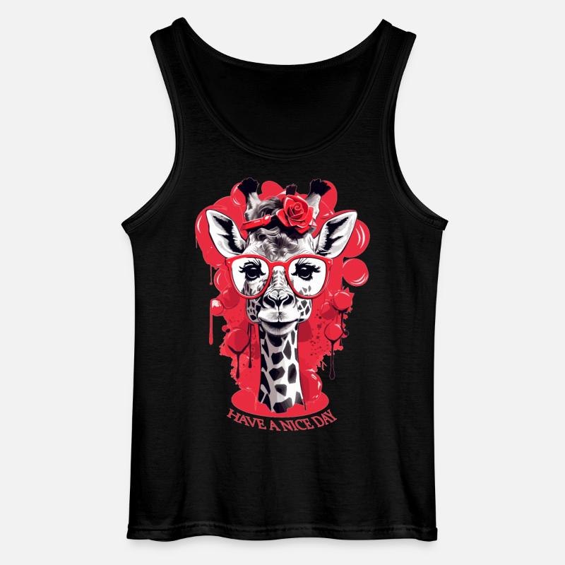 Süße Giraffe mit Brille - Gildan Männer Tank Top - Schwarz