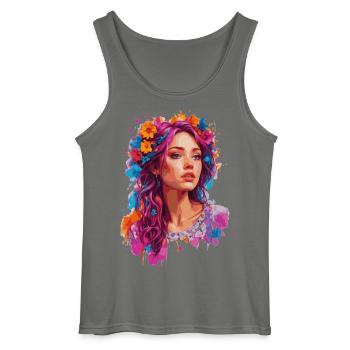 Mädchen mit Blumen 🌸 - Gildan Männer Tank Top - Anthrazit - Vorne - AI Model Male 185 dark (185cm)