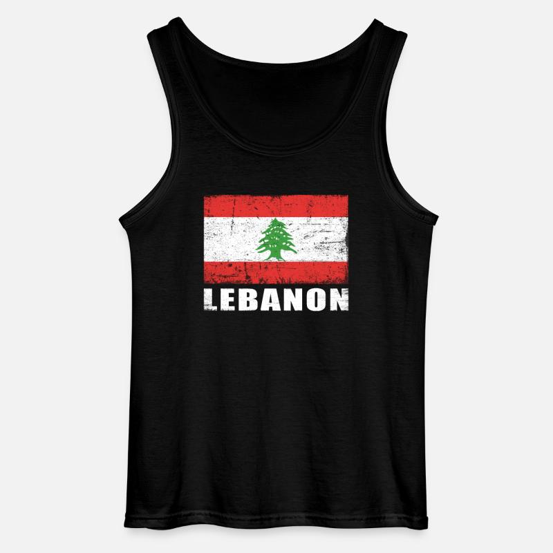 Liban Drapeau Grunge Liban Drapeau - Débardeur Gildan Homme - noir