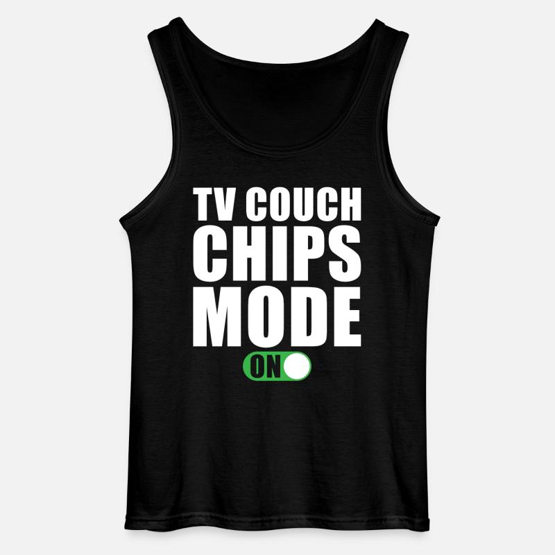 Tv Couch Chips Modus Ein - Gildan Männer Tank Top - Schwarz