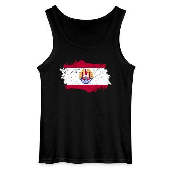 French Polynesia Flag - Gildan Men’s Tank Top - black - Front - AI Model Male 185 dark (185cm)