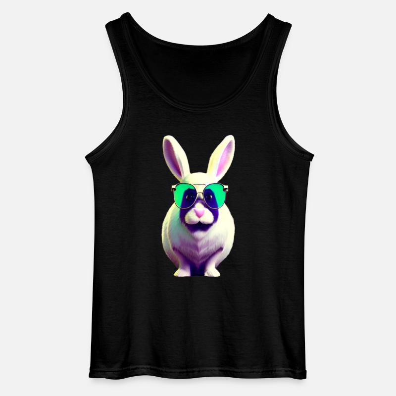 cool rabbit with sunglasses - Gildan Men’s Tank Top - black
