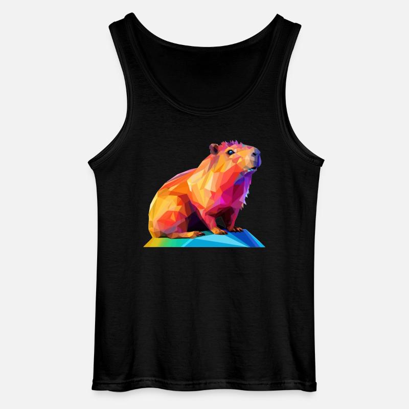 Capybara Low Polygon Design - Gildan Männer Tank Top - Schwarz